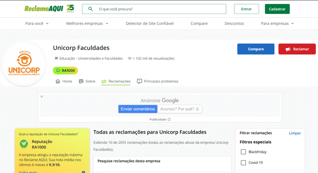 reclame aqui - unicorp